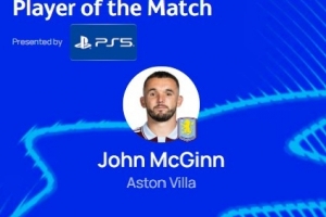 首开记录，欧冠官方：麦金当选维拉3-2布鲁日全场最佳球员