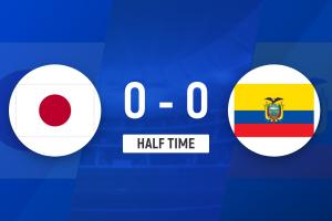 半场-日本0-0厄瓜多尔 阿罗约远射造险厄瓜多尔0射正