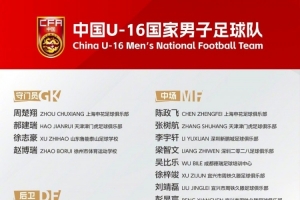 U16国足备战海湾杯名单：刘凯源、李东宸领衔，泰山足校4人入选