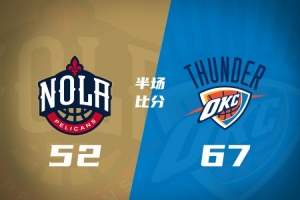 残阵雷霆半场13记三分&67-52领先鹈鹕！12号秀马拉12分9板3帽！