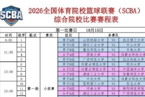 SCBA综合院校组比赛赛程出炉 10月15日襄阳开战
